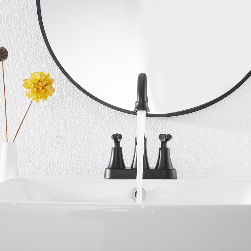 2-handle Bathroom Faucet with Drain Assembly, Matte Black