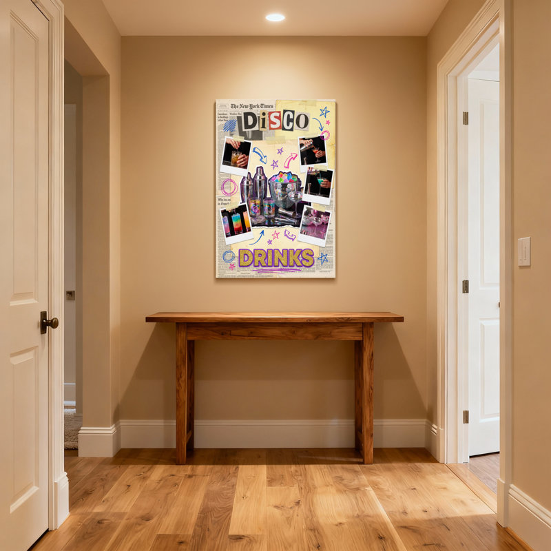 Collage de boissons à la mode avec photos de cocktail, H 12 po x l 18 po, Toile tendue, Ne s’applique pas