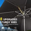 Parasol de patio 9 pi - Gris, bloquant, 8 nervures robustes, eau pour patio, terrasse, protection extérieure de piscine, eau, construction jardin, plage, zone