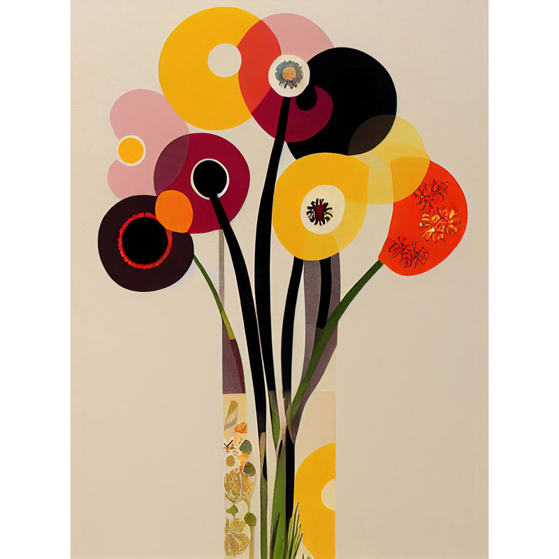 Abstract Retro Floral Spring Summer Flowers - Print, Unframed, 40.5cm H x 30.5cm W x 0.2cm D