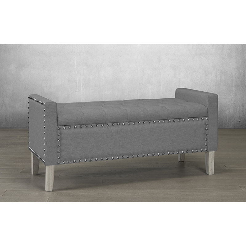 Banc de rangement rembourré Kingsley, Gris