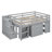 Full Size Loft Bed With Retractable Writing Desk And 3 Drawers, Wooden Loft Bed With Storage Stairs And Shelves, Gray