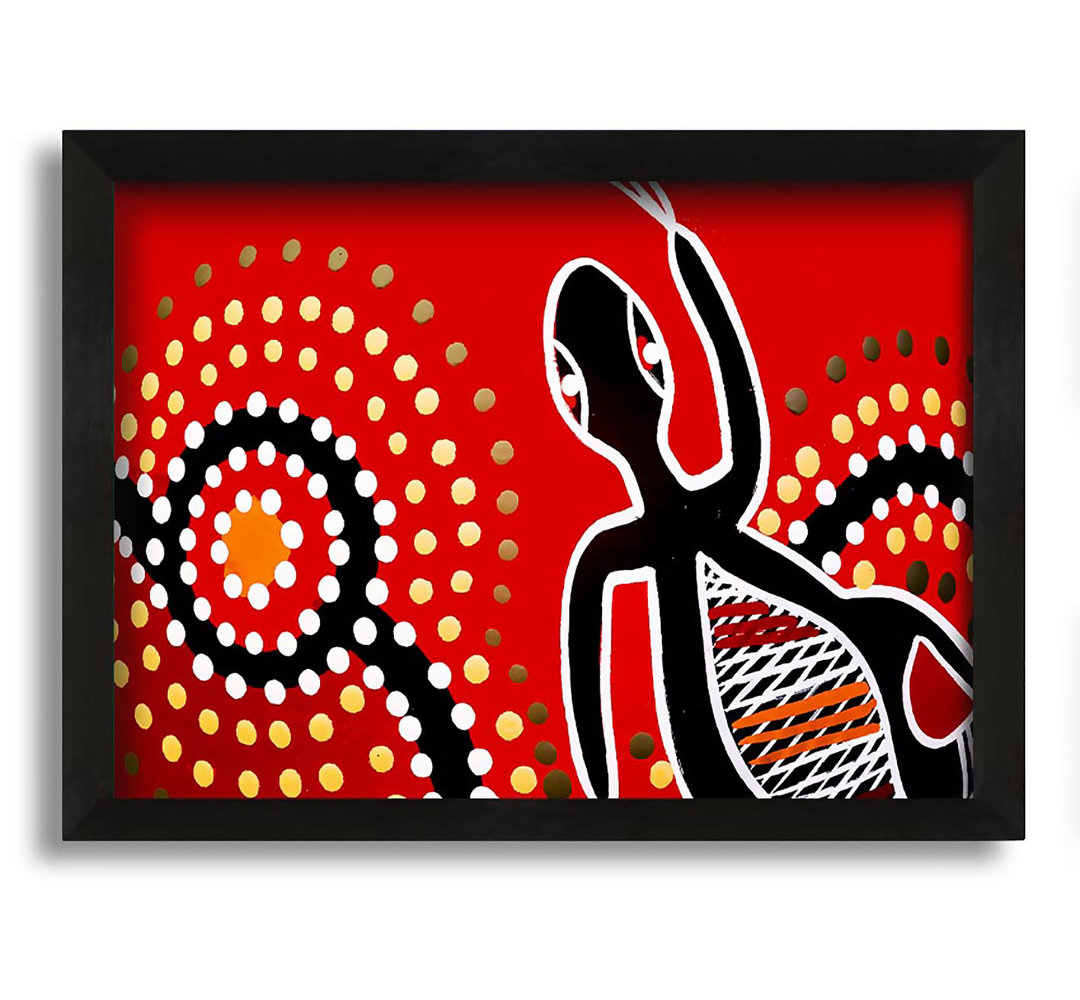 Gerahmtes Leinwandbild Aboriginal Red Gecko Sun