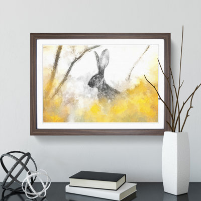 FRM-B-1275X The Alert Hare in Yellow - Picture Frame Painting