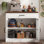 Armoire-bar 32 po avec portes en verre rustique blanc