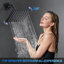 Ensemble de robinet de douche noir mat avec système de douche de pluie au plafond 10 po avec tête supérieure de 10 po + robinet de douche à bouton-poussoir à poignée latérale 6 po