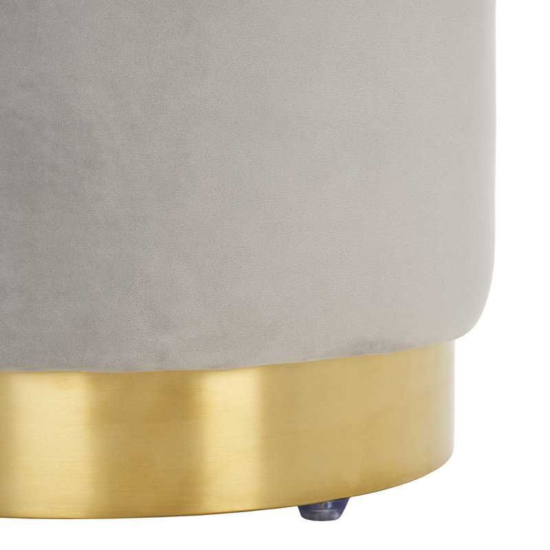 Skye Velvet Ottoman, Light Gray