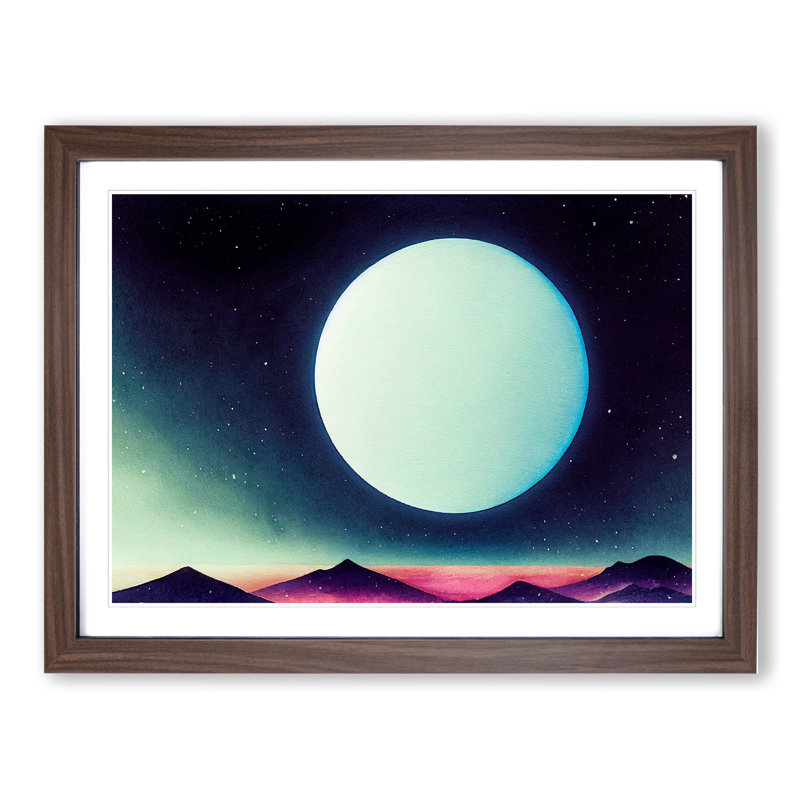 XH1022-6136X Modern Moon Vol.2 - Single Picture Frame Print, 46cm H x 64cm W x 2cm D, Walnut