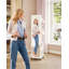 8 LEDs Mirror Jewelry Cabinet Armoire, Jewelry Organizer with Garment Rack, Lockable Full-Length Mirror with 4 Wheels, Storage Shelves with Hooks, 5-in-1, White and Beige 