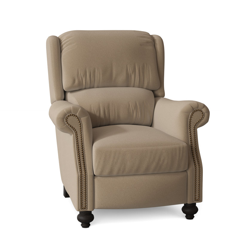 Bancroft Recliner, Aline Fumo Genuine Leather, Cobblestone, French Natural