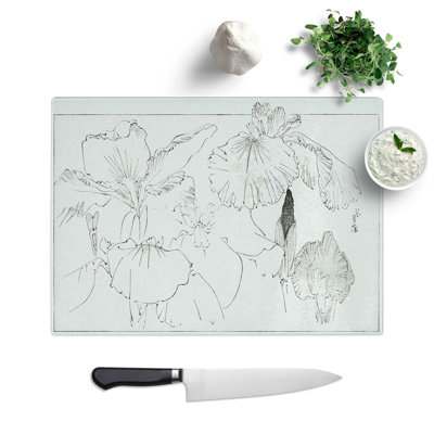 Glass Iris Illustration by Watanabe Seitei Chopping Board