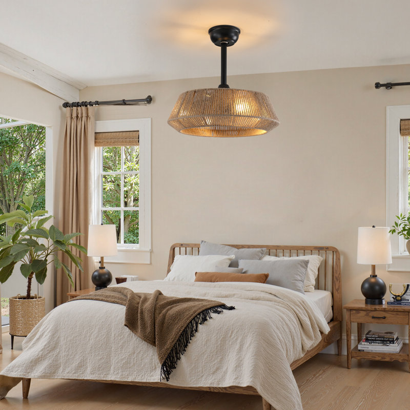 Ventilateur de plafond à cage 19,68 po avec 4 lumières et télécommande
