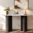 Narrow Console Table With Oval Marble Top, Curved Legs And Triangular-designed Base-1298546541