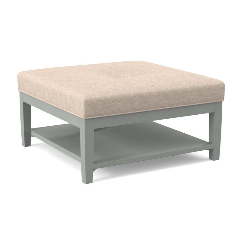 Hammond Square Ottoman, White Sugar Performance; 0863-91, Nickel Finish