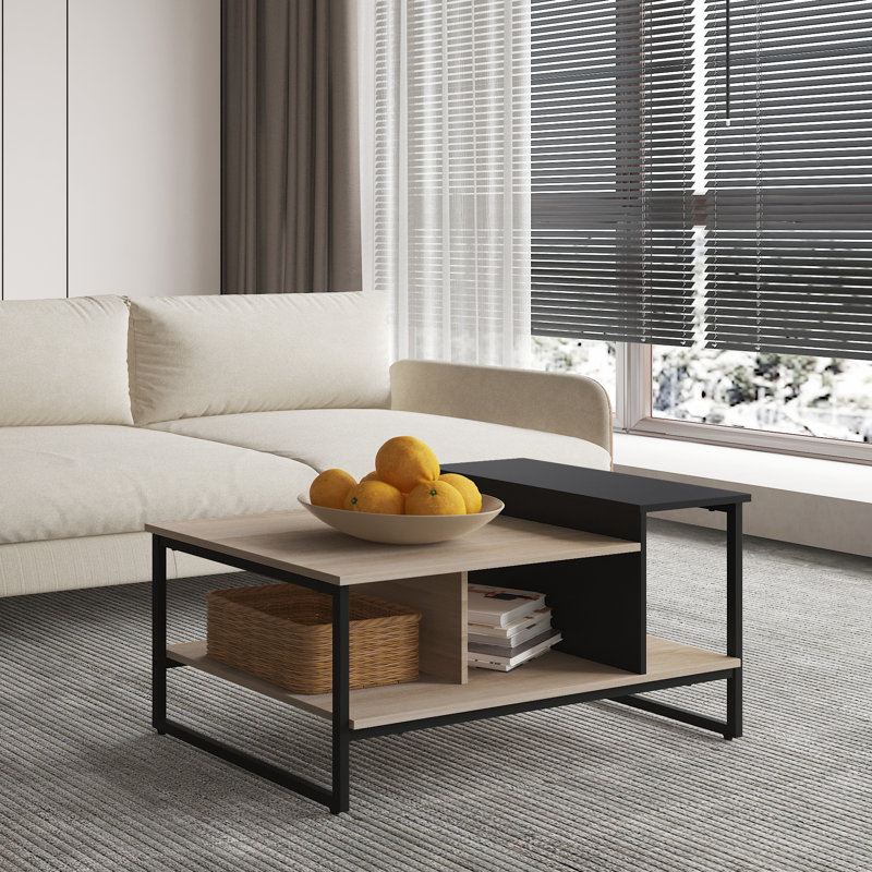 Keiana Coffee Table, Log/Black, 18.1" H x 31.5" L x 19.6" W