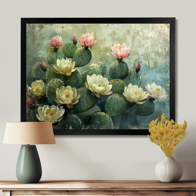 Cactus vert rose, fragiles - impression d'art mural cactus floral
