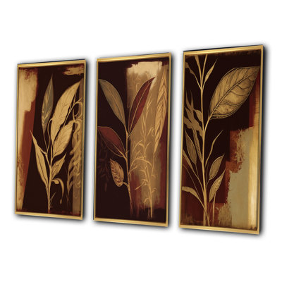 «Terra Cotta Chocolate Leaves», 3 pièces sur toile