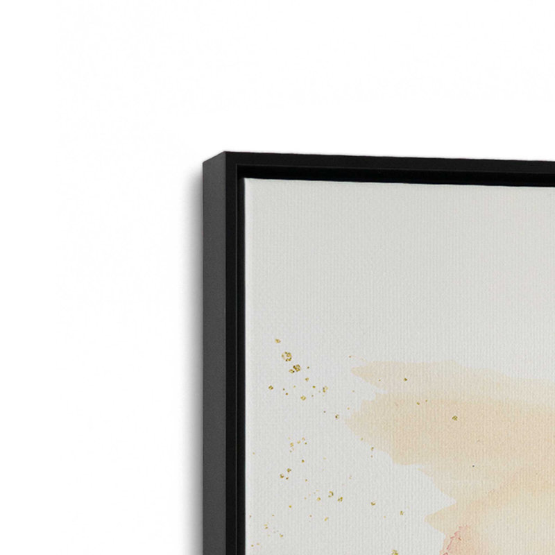 Impression de l'aube dorée v1, Cadre flottant noir satiné, H 30,75 po x l 20,75 po x P 1,75 po
