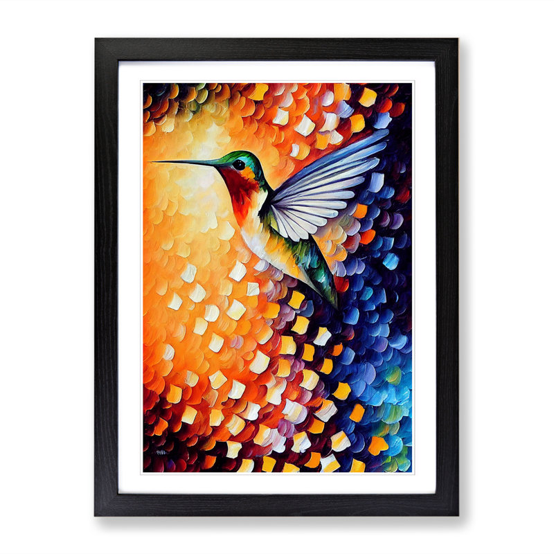 Achary Hummingbird Painted - Picture Frame Print, Black, 64cm H x 46cm W x 2cm D