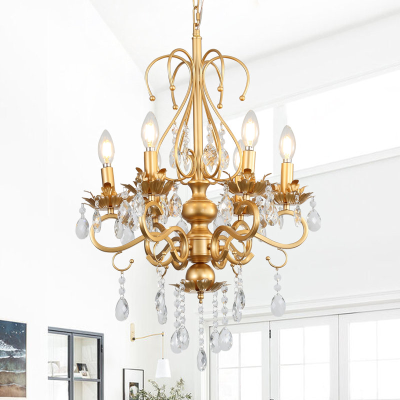 Luminaire suspendu moderne à 6 lumières VBANPA Crystal Chandeliers Clear Chandelier, Doré