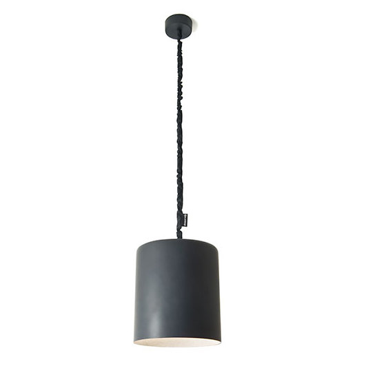 1 - Light Black Drum Pendant, Black/White