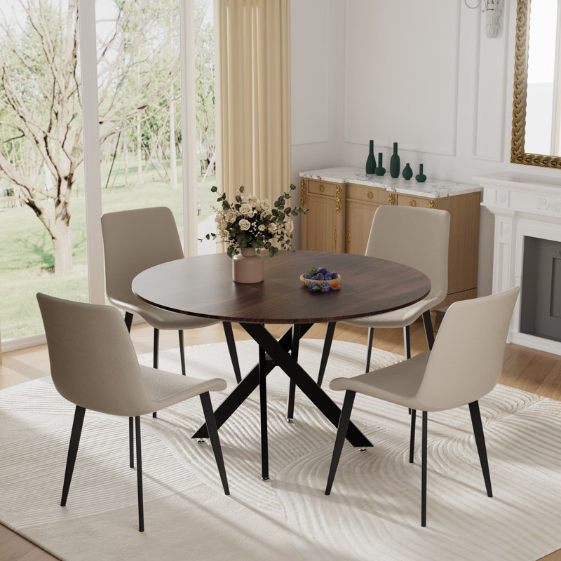 Ensemble de salle à manger 5 pièces, H 29,6 po x L 36 po x l 36 po, Blanc, Brun