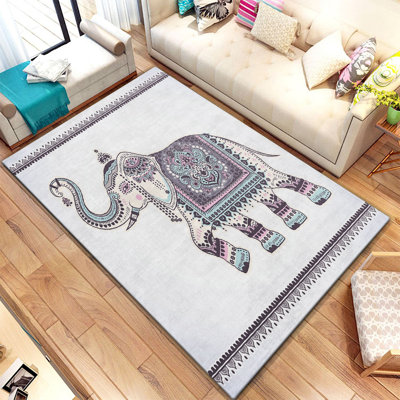 Premium Woven Carpet, 3.3 x 4.6 ft, 100% Polyester, Non-Slip Felt Dot Underside | Raschel Knitting, 0.4 in Pile Height, Machine Washable | Modern Digital Print Design, Ideal for Living Room & Bedroom Decor
