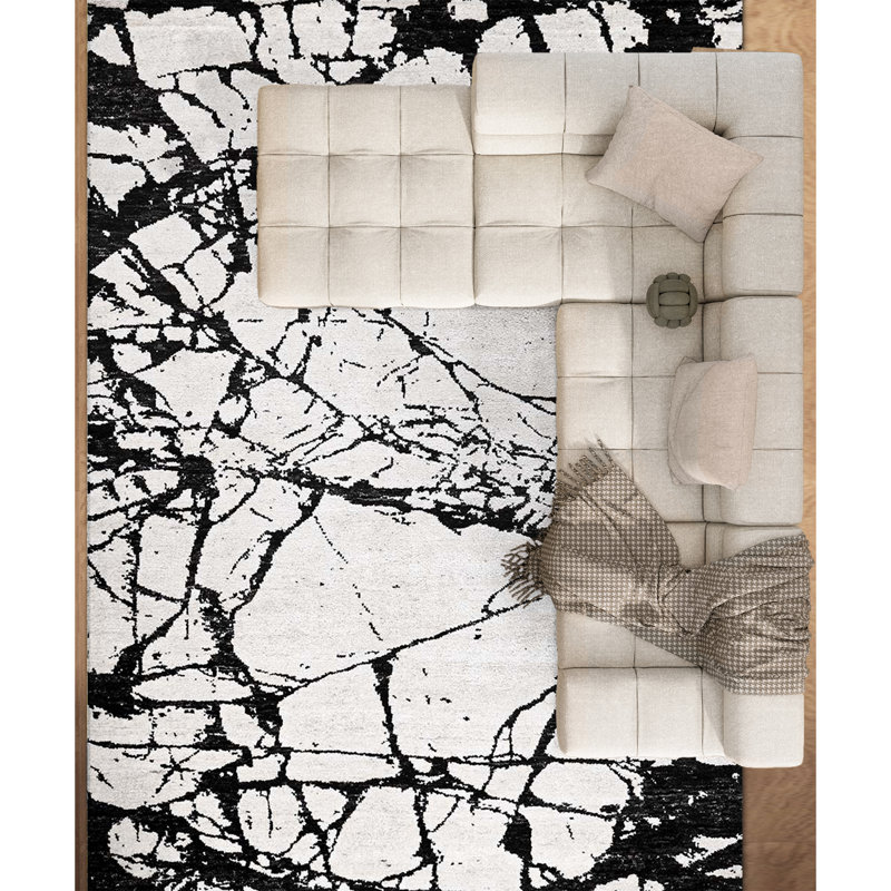 Wool Abstract Area Rug, Rectangle 9' x 12'