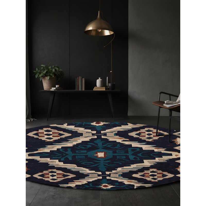 Tapis gris lavable à la machine, Rond 3 pi