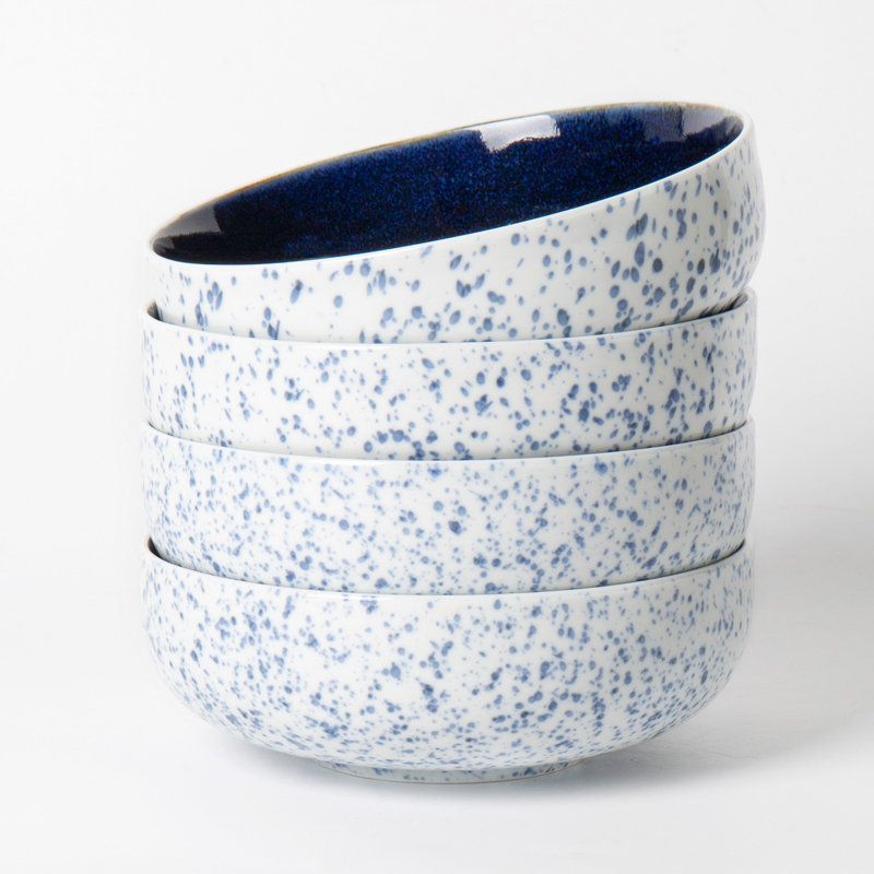 Ensemble de bols en céramique bleue mouchetée