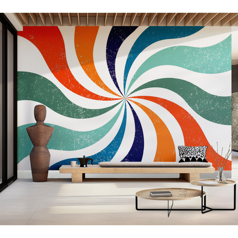 Murale pelez et collez de qualité supérieure - tourbillon psychédélique, L 180 po x L 120 po