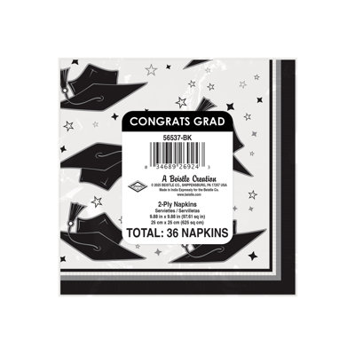 Serviettes de table Beistle Congrats Grad - Serviettes jetables en papier, vaisselle de 6,44 po pour buffet, portes ouvertes, banquets et repas de fête, paquet de 36