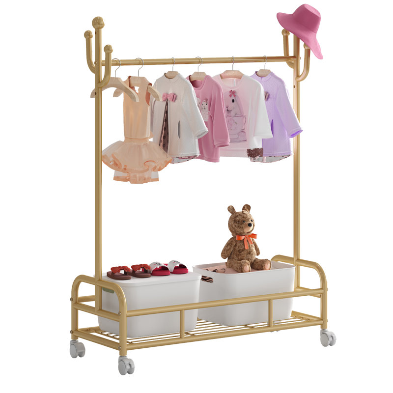 Nazreen 33.5'' Metal Rolling Clothes Rack