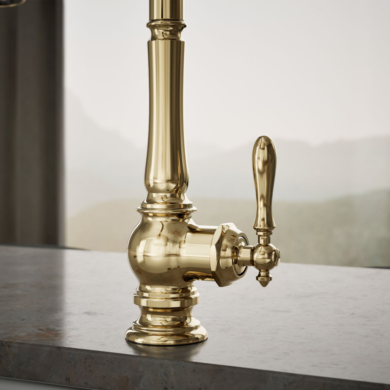 Artifacts® Pull Down Single Handle Kitchen Faucet, Vibrant French Gold