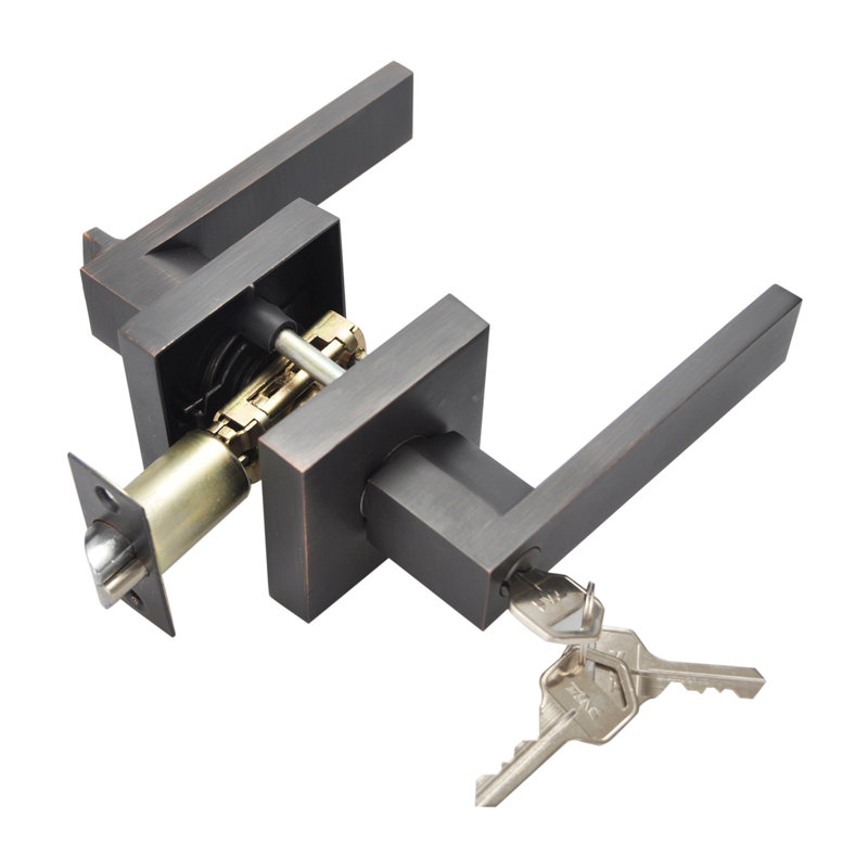 Keyed (Entry) Door Lever, Satin Nickel