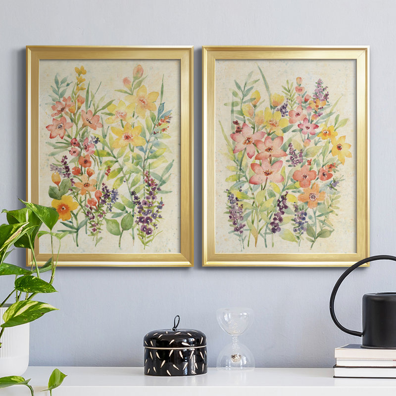 Freshly Cut I - Ensemble de 2 peintures sur toiles encadrées, Or, H 30,5 po x l 22,5 po x P 1 po