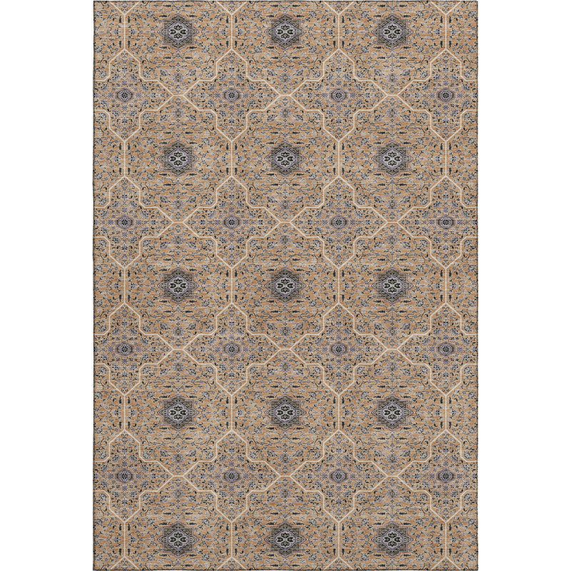 Premium Machine Washable Mayfield AMF2409 Oriental Rug, 8' x 10', Copper