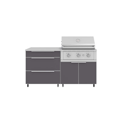 Ensemble d'armoires d'extérieur en aluminium 4 pièces avec barbecue performance 33 po - propane liquide et comptoir en acier inoxydable 32 po