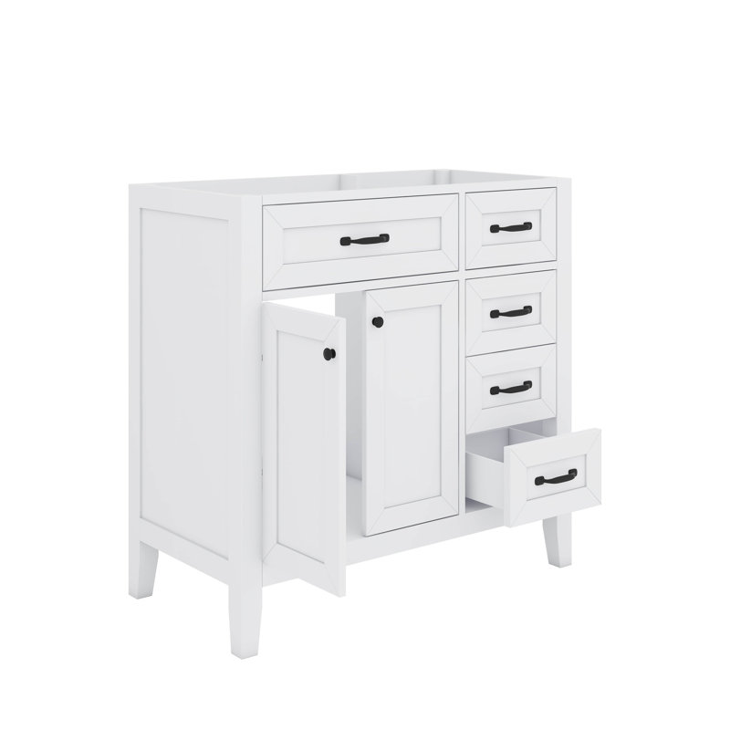 Meuble-lavabo simple 36 po avec tiroirs pratiques, Blanc