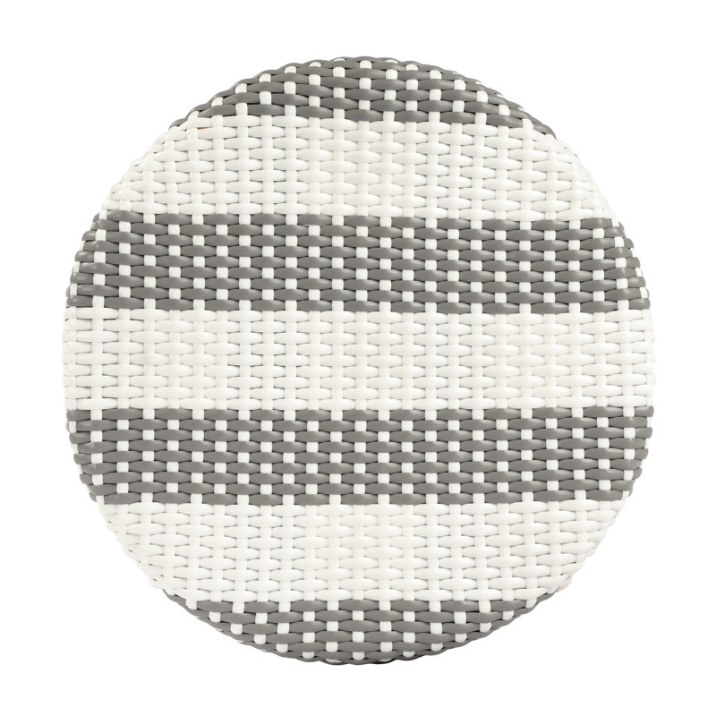 Tobias Rattan Bar Stool & Counter Stool, Counter Stool (24" Seat Height), Gray/White Stripe/Natural Rattan Frame