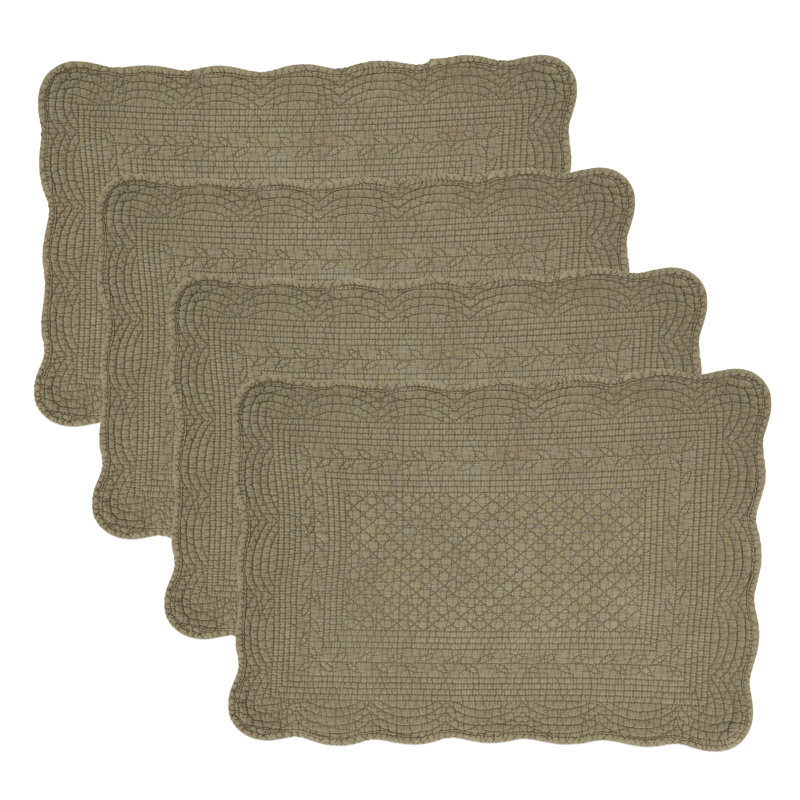 Green Quilted Cotton Rectangle Placemats Set of 4
