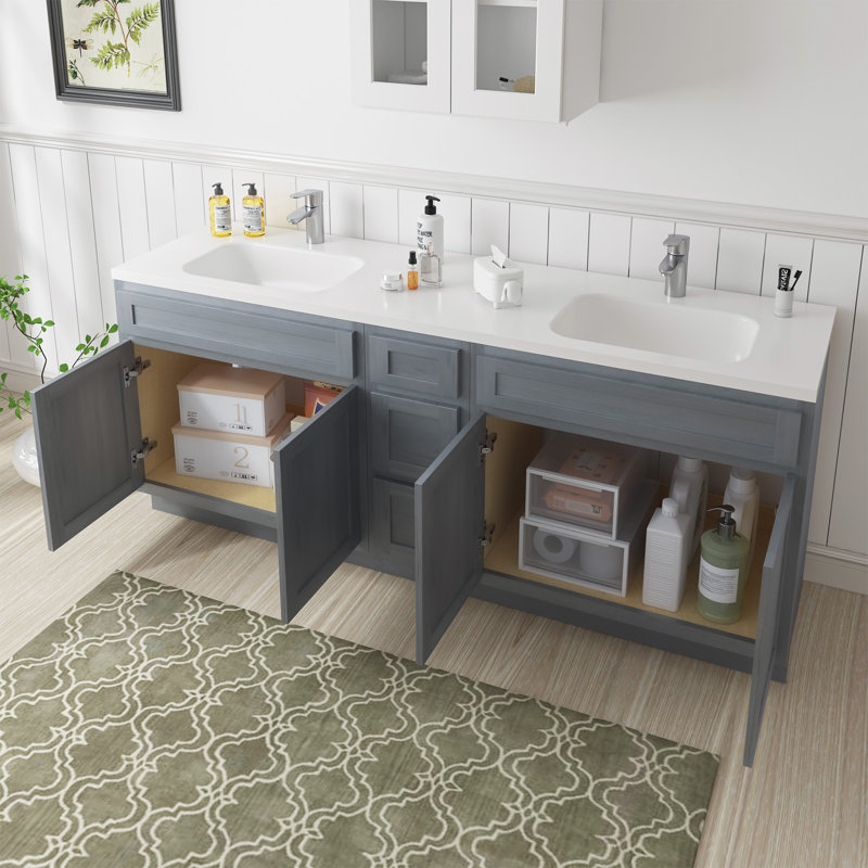 Base de meuble-lavabo double 72 po 72 po, Argent argent