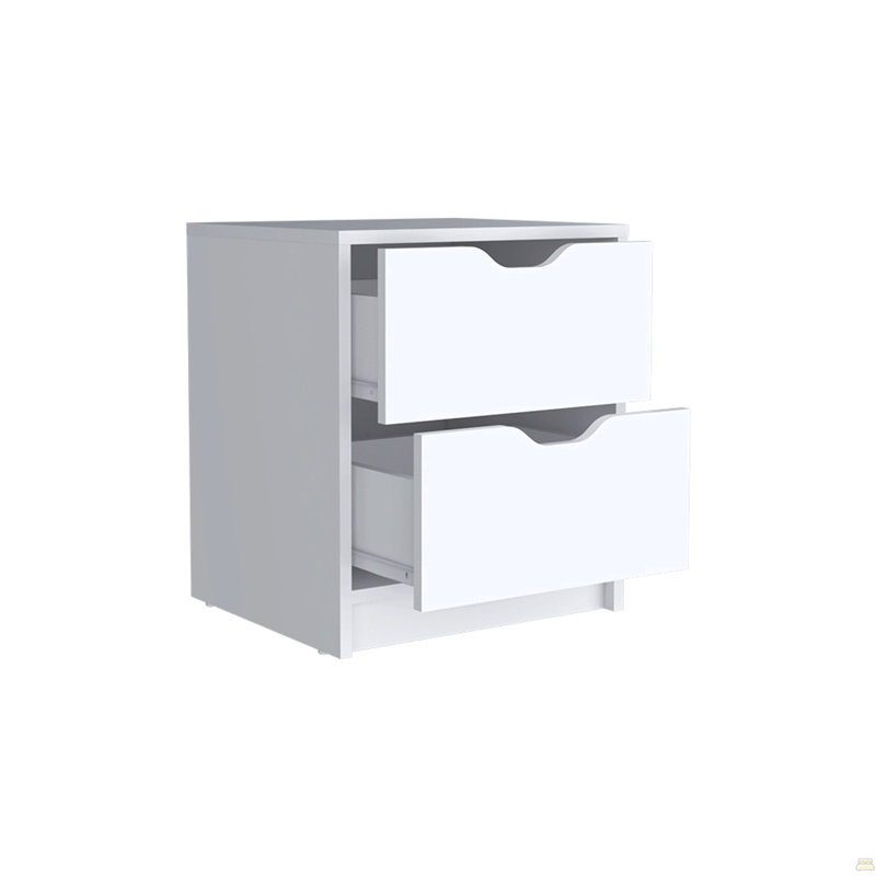 Table de chevet, deux tiroirs, Blanc