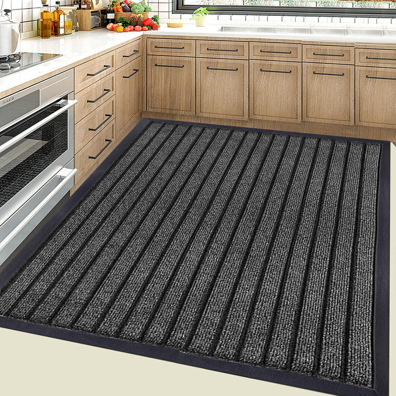 Non-Slip Indoor Outdoor Door Mat, Grey, Rectangle 80 x 150 cm