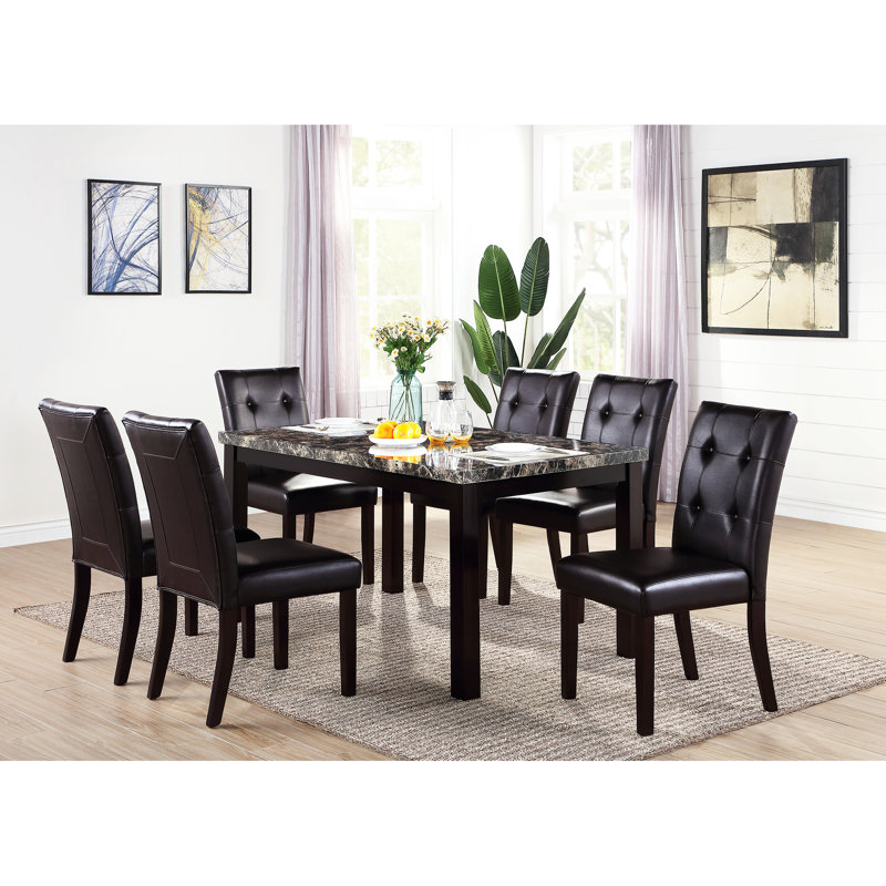 Leroux Upholstered Dining Chairs With Button Tufted