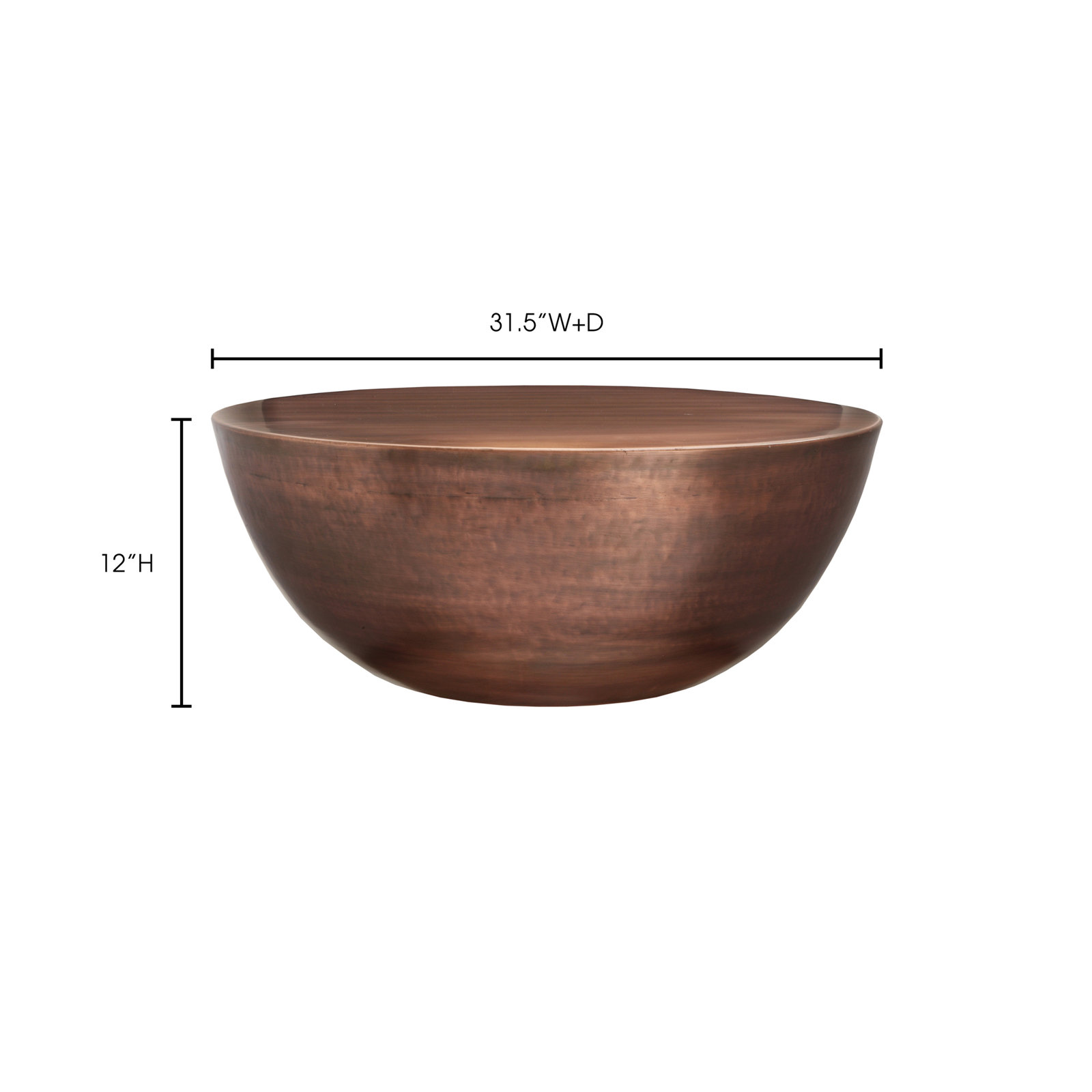 Hobbs 31" Iron Drum Coffee Table, Copper