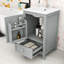 Meuble-lavabo simple autoportant moderne avec lavabo en céramique, tiroir et support de rangement-176671199