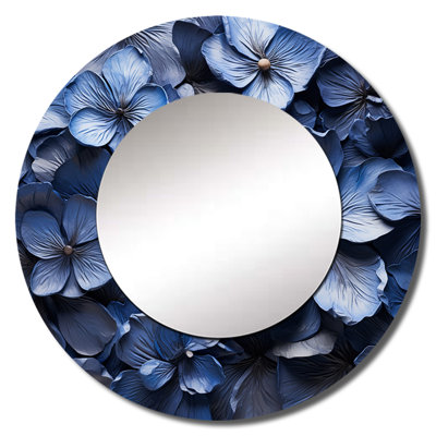 Sadat Adorned blue  violet beauty - Violets Decorative Wall Mirror, Traditional Large Round Mirror, Printed Metal Art