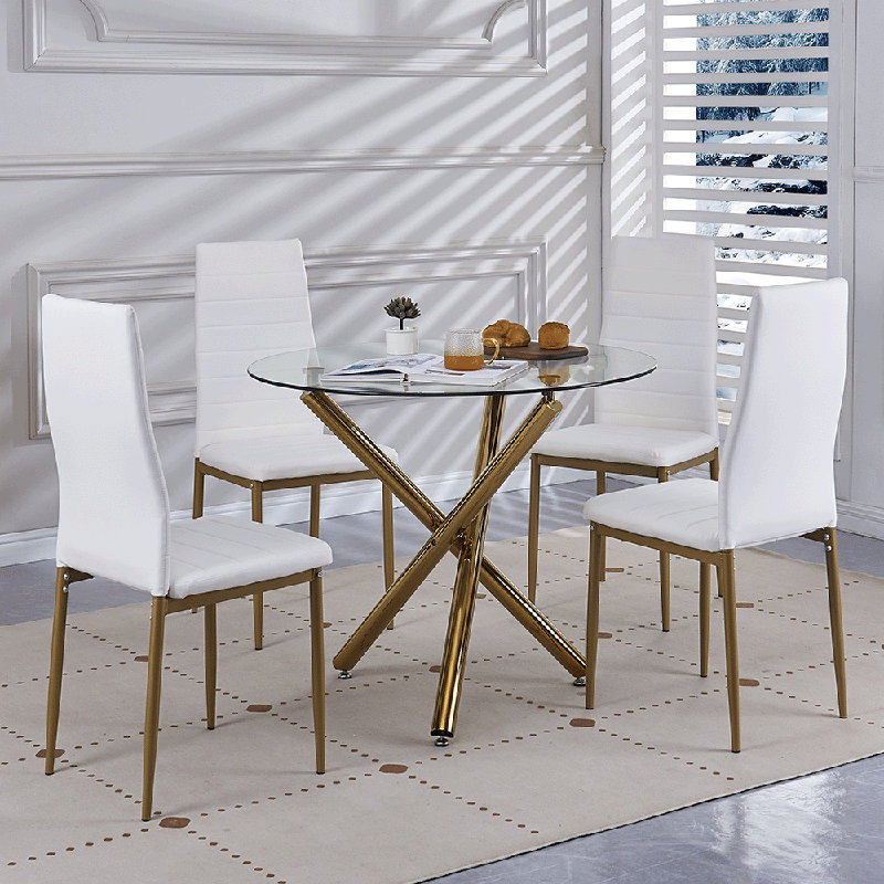 Supat Round Dining Table with Iron Base, Brown