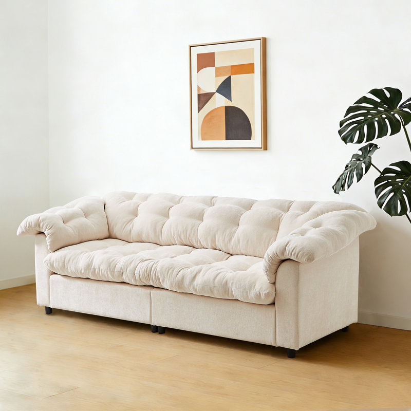 Canapé rembourré en chenille 94,6 po, Beige